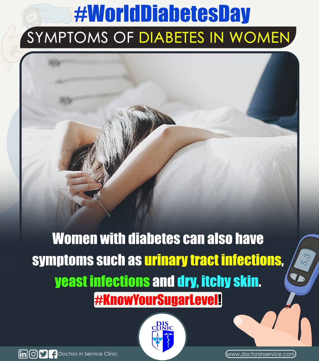disclinic's tweet photo. #worlddiabetesday
Diabetes can cause YEAST INFECTION in Women.
#Women should take note of the following symptoms.
#disclinic #WorldDiabetesDay2021 #womenwithdiabetes #knowyoursugarlevel #yeastinfection https://t.co/GRIxpY2Ies