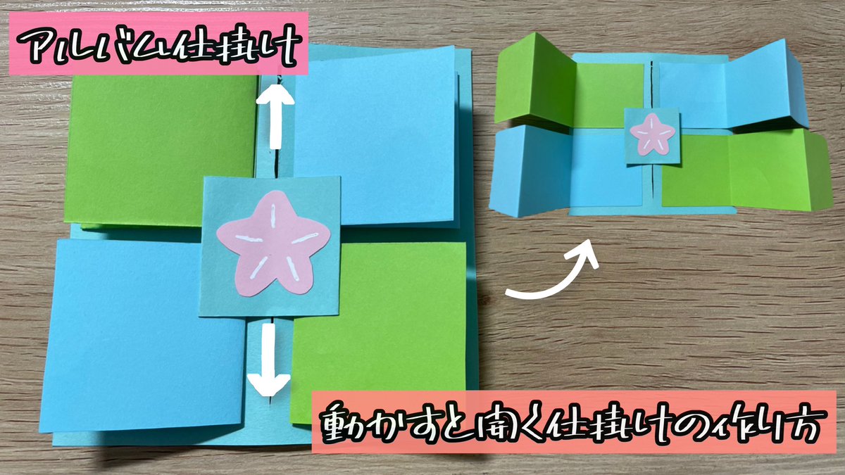 アルバム仕掛け】動かすと開く仕掛け（解説文付き）の動画を投稿しま
