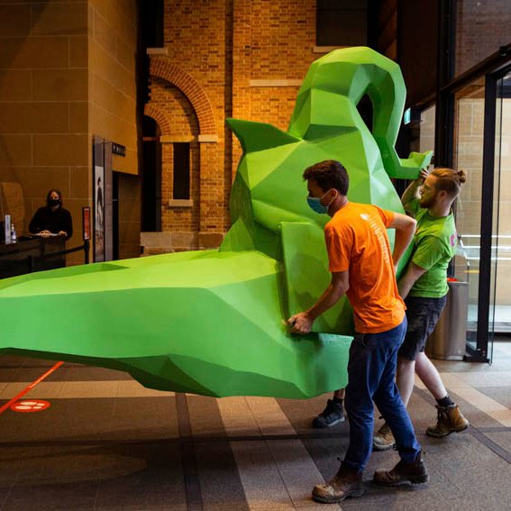 photosSMH's tweet photo. How to move a giant green #elephant? Museum of Sydney's new exhibition, How to Move a Zoo, tells the story of how 228 mammals, 552 birds and 64 reptiles were relocated to Taronga Park in 1916. GALLERY https://t.co/2d23V3EFWy STORY https://t.co/SOZJmVEiJc #photos @DomLorrimer https://t.co/nIa4YdZSyU