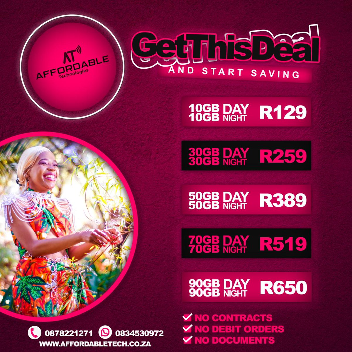 AffordableTech5's tweet photo. AFFORDABLE DATA PLANS. NO CONTRACT.
No Debit Orders!! No Documents Required!!
NO AGE LIMIT! Get Connected for Less🔌📡
If you would like to Purchase Click on the Link Below
Whatsapp App Link🙂👇👇🙂
https://t.co/efXRfha0FR
Whatsapp line:0834530972 https://t.co/jWvAOgJnoq