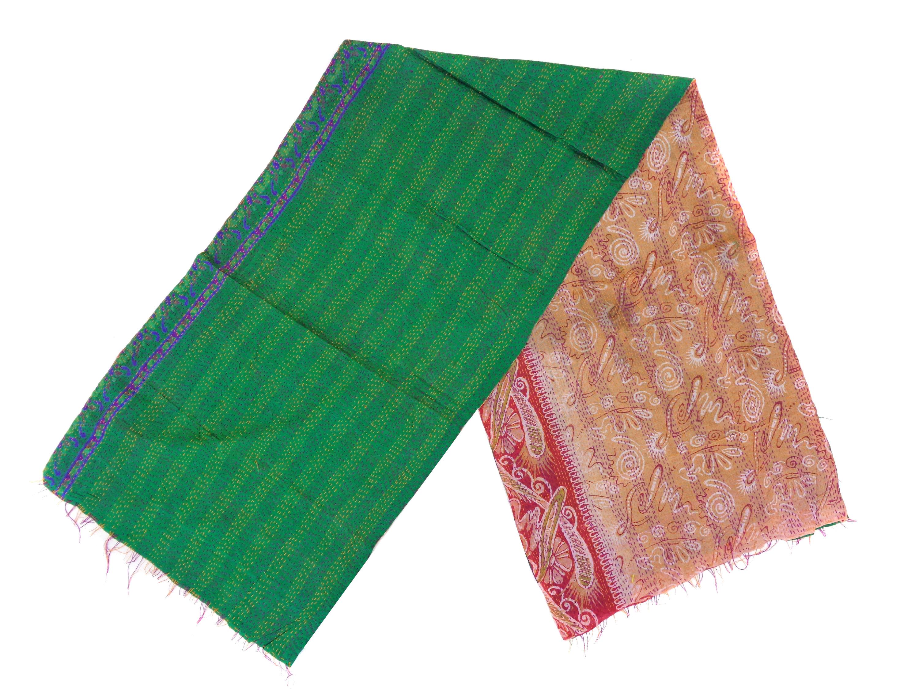Silk Kantha Scarf Vintage Neck Wrap Stole Dupatta Hand Quilted Women Bandanas  KQ41