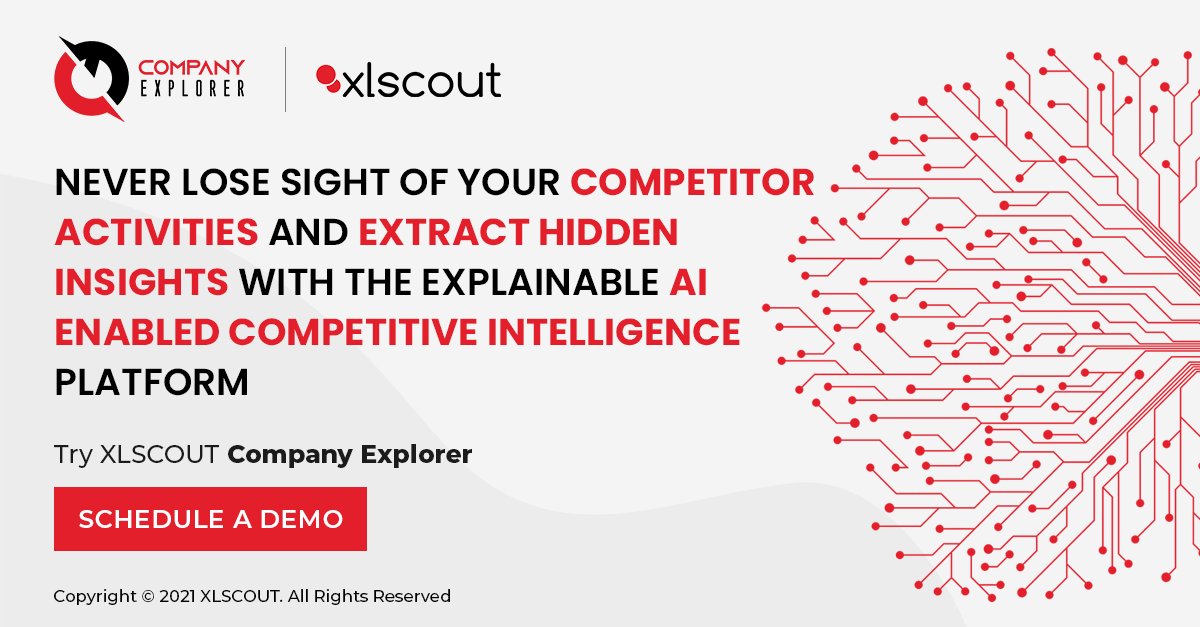 xlscout's tweet photo. Never lose sight of your competitor activities and extract hidden insights with the explainable AI-enabled competitive intelligence platform

Know more - https://t.co/DTOfL8Zlzl
Book a demo - https://t.co/Gz8jEZvKJQ

#Technology #Innovation  #Xlscout
@Xlscout https://t.co/qZYu1FgVB8
