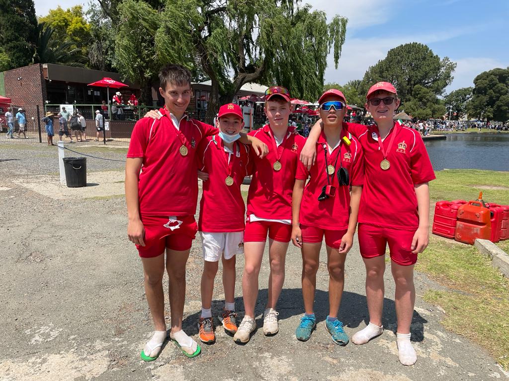 KingEdVIISchool's tweet photo. Recently our rowers competed in the Gauteng Champs and KES was placed 6th overall, &amp; had 12 boats that made the finals. Congratulations to Robert Bryce who won Silver in the u19 Scull &amp; the U16 coxed quad who won gold. (D Chung, Q Marketos, C Claro, M Wilson &amp; J Brown).#redrowing https://t.co/CPy5bY7n4s