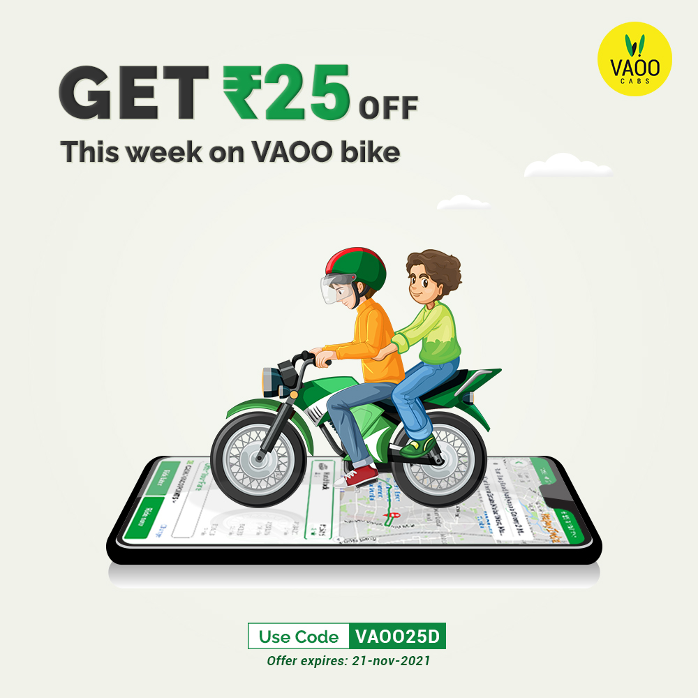 vaoocabs's tweet photo. VAOO Cabs is running the last offer of the month, use the new coupon code 'VAOO25D' and get Rs. 25 off this week. Valid until 21-November-2021.

Check out the Link 🔗: https://t.co/NsNdzHZsdh

#VAOO #BikeRide #NeverPayFullPrice #Discount #DiscountCode #Offers #savings https://t.co/FixwECaguT