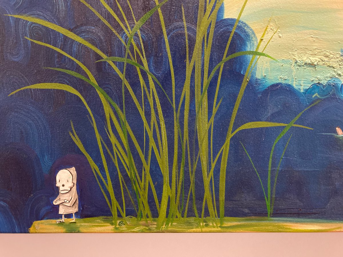 KunsthalleBi's tweet photo. #museum30 #SomethingTiny
Schmollend und unbedeutend im großen Bild steht hier der kleine Tod in der Ecke. Er ist Teil eines Diptychons von Nicole Eisenman: Progress (Real and Imagined). https://t.co/r8eWjicwZz