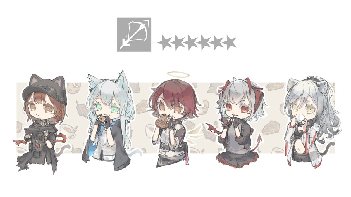 w (arknights) cat ears multiple girls animal ears tail cat tail black scarf grey hair  illustration images