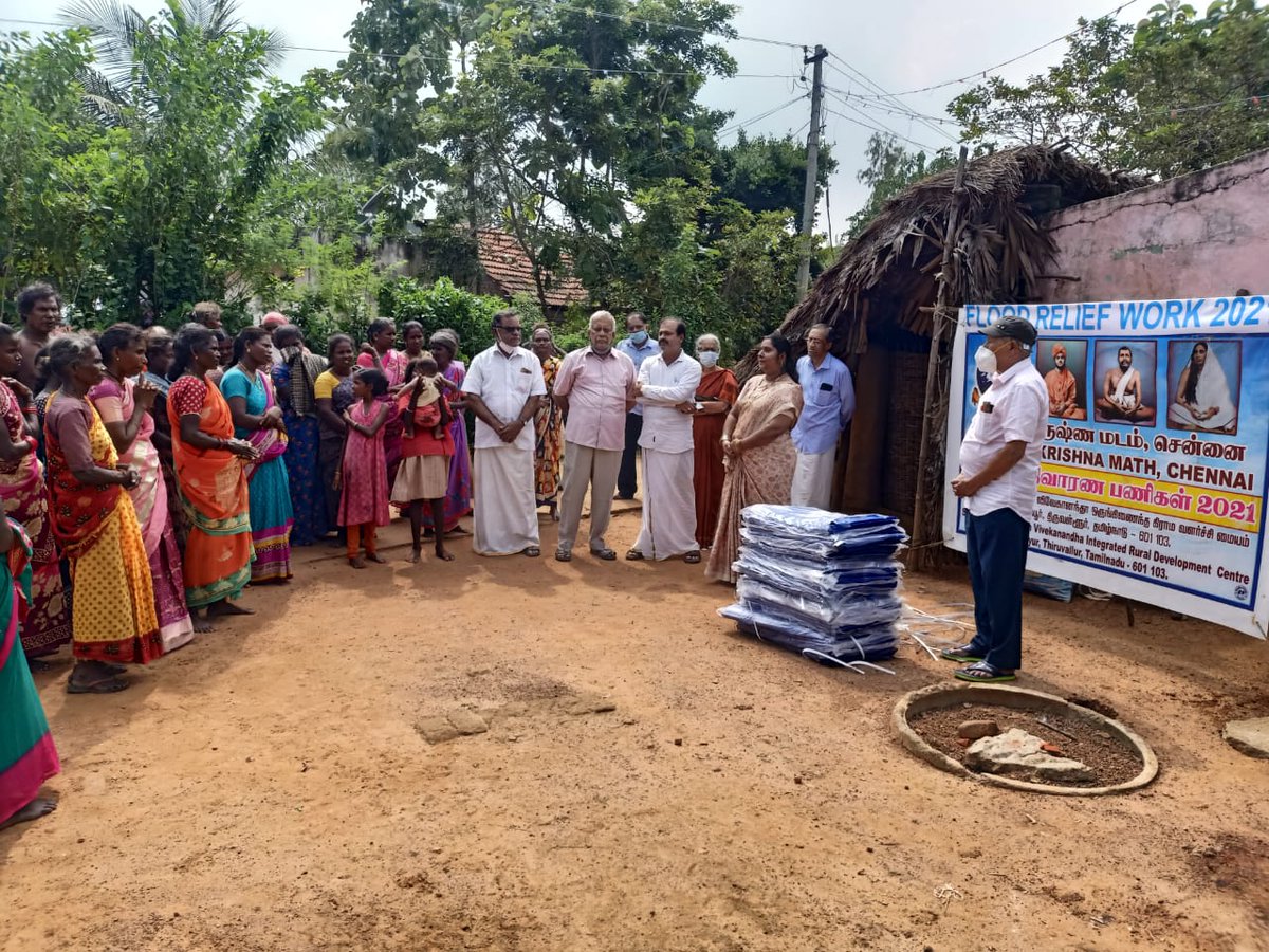 Flood Relief Work at Vembedu
Sri Ramakrishna Math Distributed 35 tarpaulins to the flood-affected Irular families at Vembedu, Thiruvallur district on 14th Nov 2021

#ChennaiRains #ChennaiFloods #ChennaiFlood
