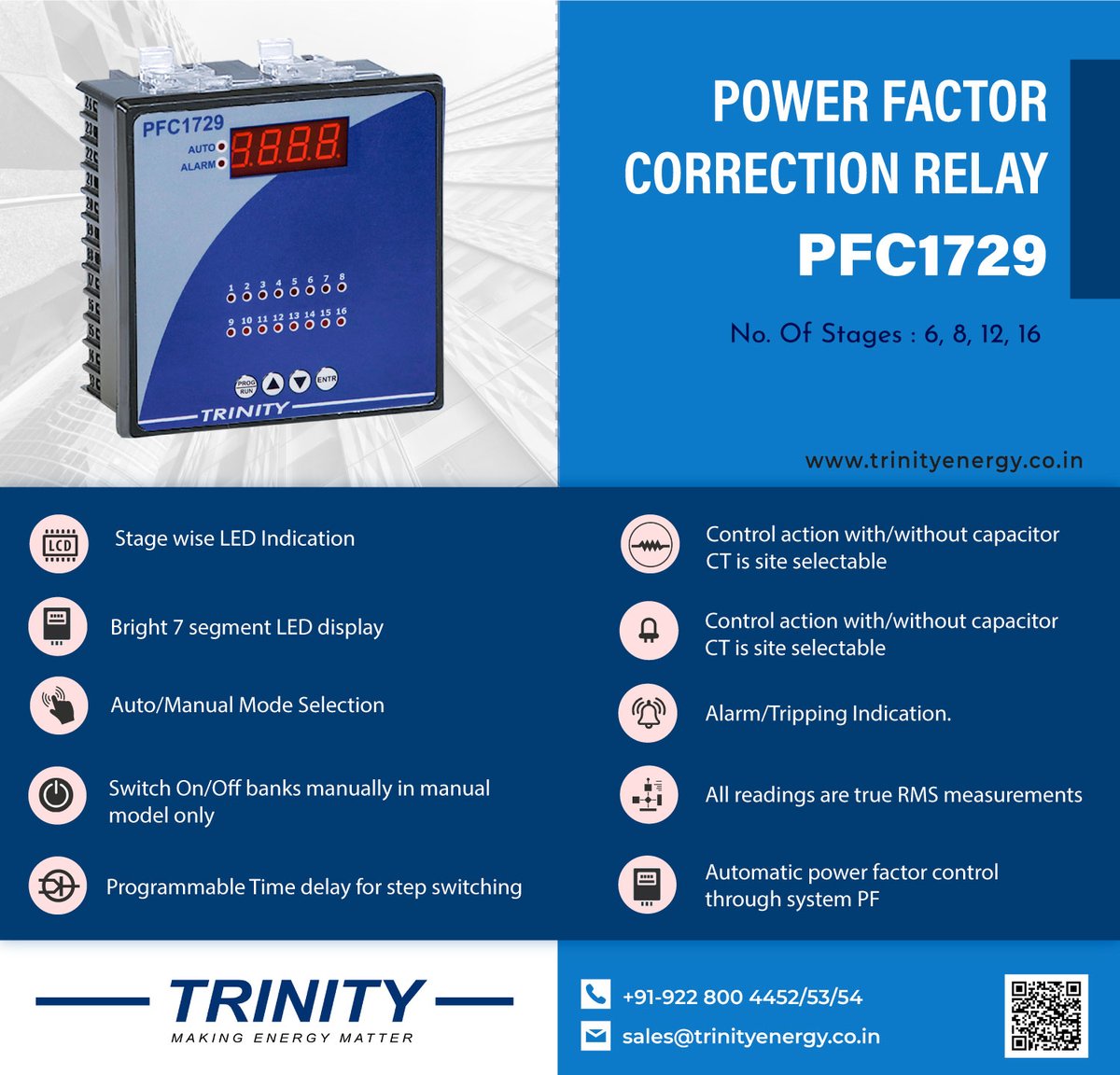 trinityenergy_'s tweet photo. TRINITY POWER FACTOR CORRECTION RELAY- PFC1729.
https://t.co/J5VRTxZdme
#powerfactorcontroller #powerfactors #energymanagement #pfc1729 #trinityenergysystems https://t.co/DFCP84Ypfu