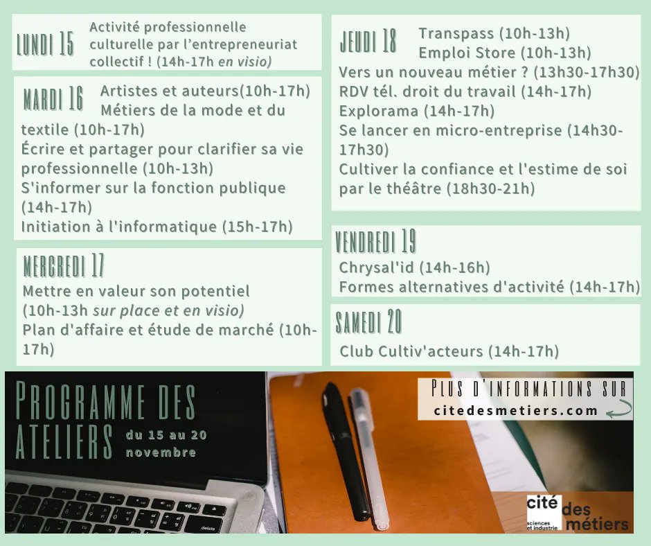 CDMParis19's tweet photo. 📆 Cette semaine, faites le plein d'ateliers 🔥  
✔️conseil individuel et permanence téléphonique droit du travail
✔️ressources documentaires 
✔️17 ateliers !
Infos, contact &amp; inscriptions : https://t.co/dUHe2Qop4h
@bibliothequeBSI @BGEPaRIF @CLARACAE @RessacAdherent https://t.co/RT8YjVHuwb