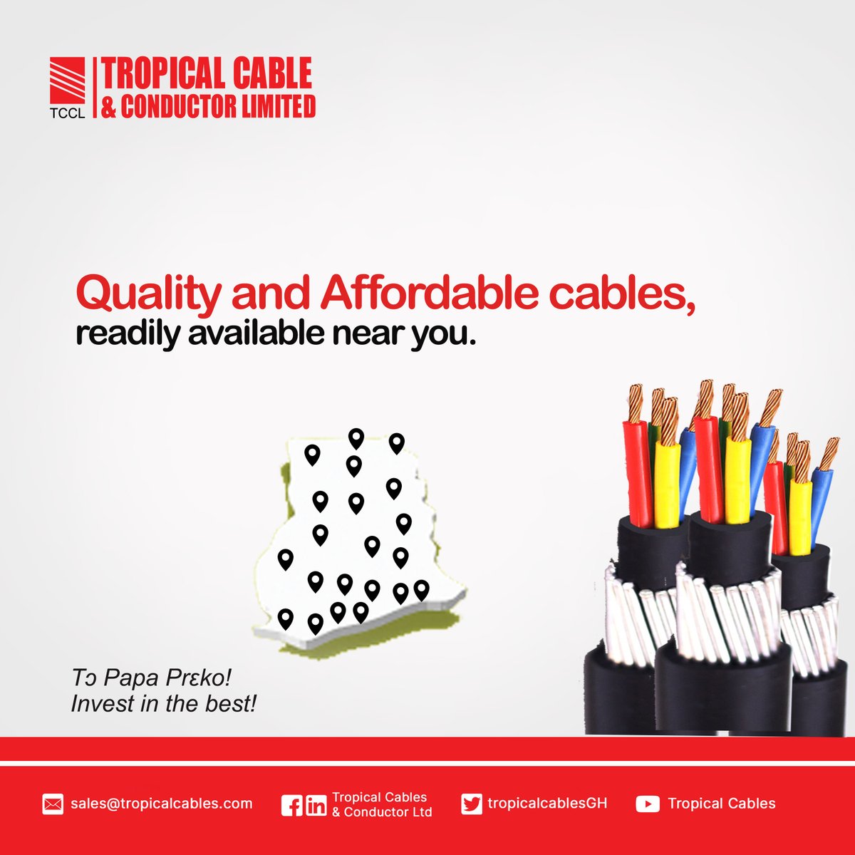 TropicalcableGH's tweet image. With a spring of sales outlets across the country, our products are easily attainable everywhere in Ghana. #FlameRetardantLowSmokeFRLS #TropicalCables #Quality #Safety #BuildingCables #Manufacturing
