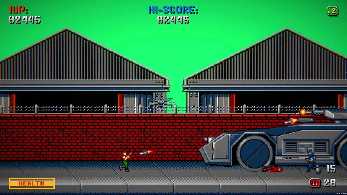 DOGamesLtd's tweet photo. Machine Gun Fury Screens, blasting our way into a new week. Looking to get this game up on Steam this week, so you can start adding it to your wishlists! #gamedev #indiegame #indiedev #indiegames #Unity #resetgames #gaming #pixel #retro #80s #90s #popculture #Steam #pixelart https://t.co/Tds2P7mm5T