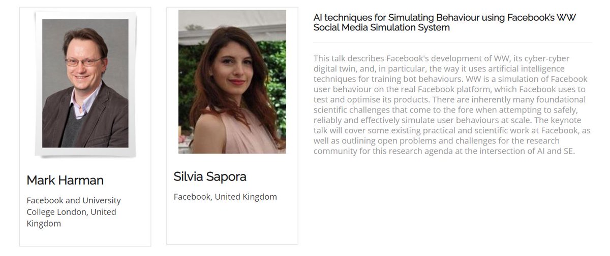 RAISEWorkshop's tweet photo. Starting #RAISE workshop in 1️⃣ hour!
Don’t miss the keynote by Mark Harman and Silvia Sapora on “Behavioural and Structural Imitation Models in Facebook's WW Simulation System”

Program 👉🏽 https://t.co/q0UnwRBE1e

November 15, 2021 10:10 - 12:50 UTC
Co-located with @ASE_conf https://t.co/qhFzuN1fdS