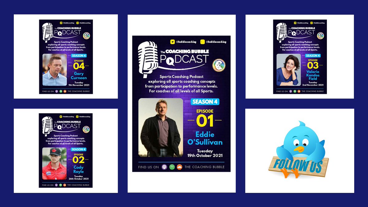 Catch up this week on Season 4 <a href="/BubbleCoaching/">TheCoachingBubble</a> 

1⃣ <a href="/TheRealEddieOS/">Eddie O'Sullivan</a> 🇮🇪🏉
2⃣ <a href="/codyroyle/">Cody Royle</a> 🇨🇦🧢
3⃣ <a href="/OfficialMissVal/">Valorie Kondos Field</a> 🇺🇸🤸
4⃣ @GaryCurneen 🇮🇪⚽️ 

Listen🎧linktr.ee/TheCoachingBub…

5⃣ Out on Tuesday 23rd November