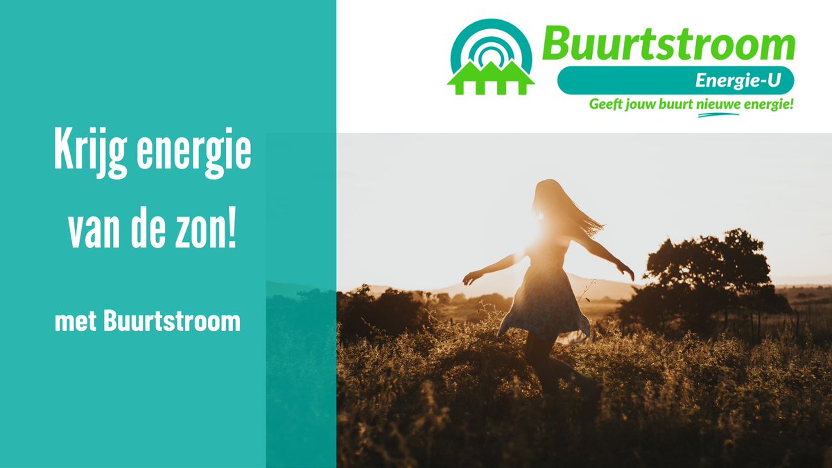 Van de zon krijg je energie. En dat kan ook letterlijk. Doe mee met Buurtstroom; samen zonnepanelen op een groot dak in de buurt. Ideaal als je geen eigen dak hebt, of geen geschikt dak. Kijk op buff.ly/2WuXJnx en geef je interesse door. #zon #duurzaam #buurtstroom
