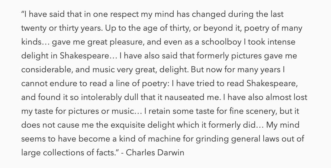 As a grad student I was never really worried about job security, tenure, or getting grants, but what absolutely terrified me was this quote from Darwin.