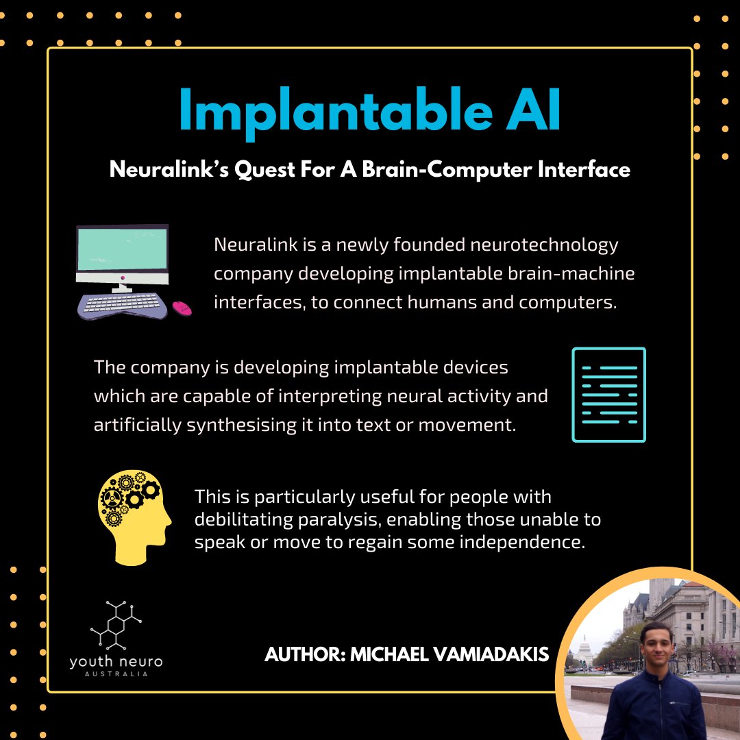 Neuralink is a neurotechnology company founded by Elon Musk! 😯

Find out more about Neuralink's endeavours in Michael's blog at yna.org.au/blog! See you there! 👋