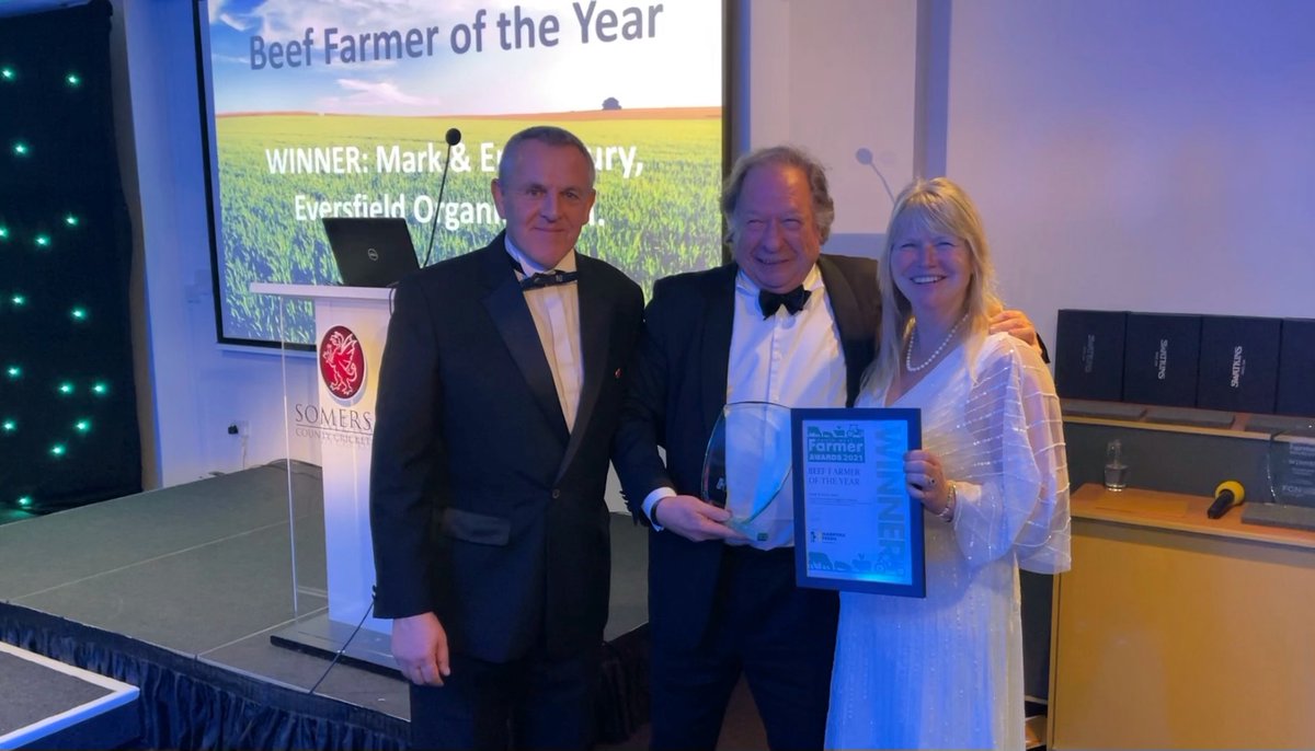 eversfieldorg's tweet photo. We've won 'Beef Farmer of the Year' at the prestigious South West Farmer Awards. We're really honoured to be recognised for our sustainable, organic and high animal welfare organic farming methods. #organicfarming
#sustainablefarming #regenerativeagriculture https://t.co/uMrnyUqbu4