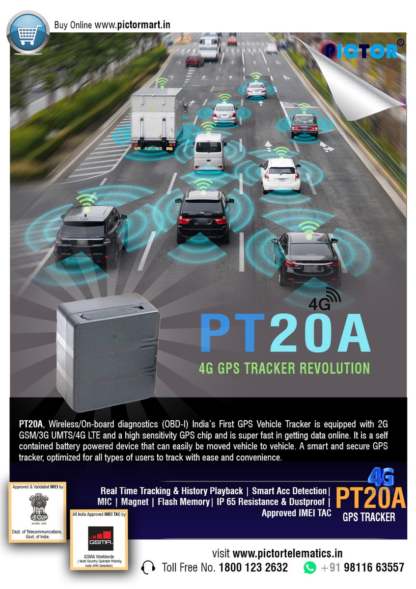PictorOfficial's tweet photo. #4GGPSTRACKER revolution begun with Pictor's #PT20A
PT20A- Wireless/On-board diagnostics (OBD-I) India’s First GPS Vehicle Tracker is equipped with 2G GSM/3G UMTS/4G LTE and a high sensitivity GPS chip and is super fast in getting data online. https://t.co/AyXGRUhekZ