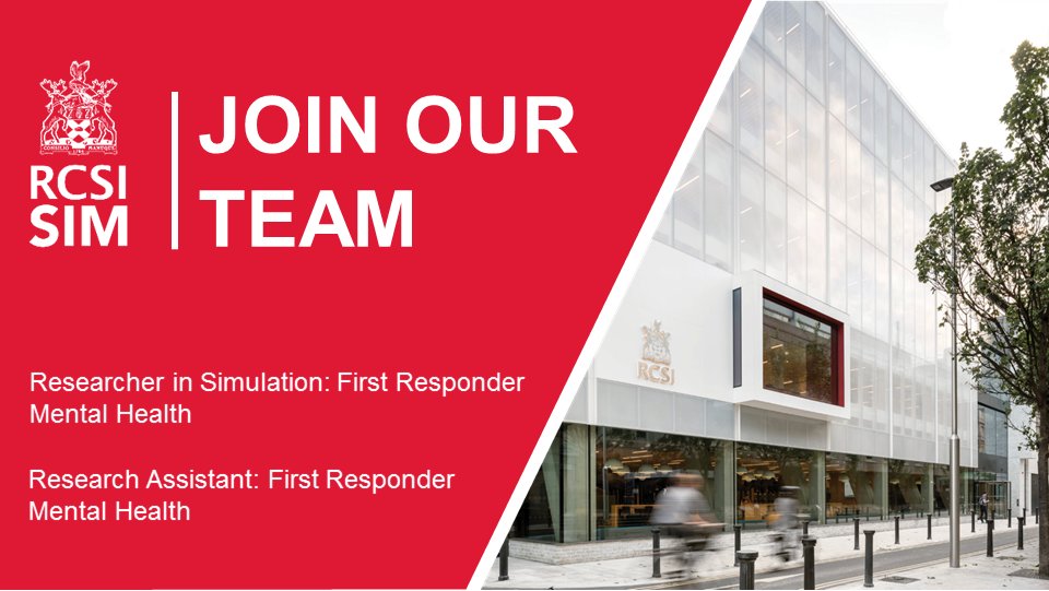 RCSI_SIM's tweet photo. Would you like to join the team at @RCSI_Irl? We're recruiting a researcher and a research assistant to work on an exciting simulation-based learning project on the topic of First Responder Mental Health. Further details:

https://t.co/JALKsyEFMf

https://t.co/7pZXzuOnm0 https://t.co/Ormkdea9mT