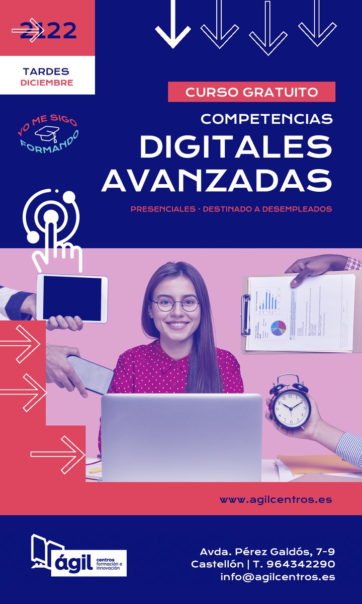 agilcentros's tweet photo. Las competencias digitales 🧑‍💻 son hoy en día indispensables en cualquier puesto de trabajo. ¿Quieres mejorar las tuyas gratuitamente 🆓 con nosotros? ¡Podemos ayudarte a conseguirlo! Inicio de cursos en noviembre y diciembre, horarios de mañana y tarde.

☎️ 964342290 · 964233810 https://t.co/ny1mT99UkQ
