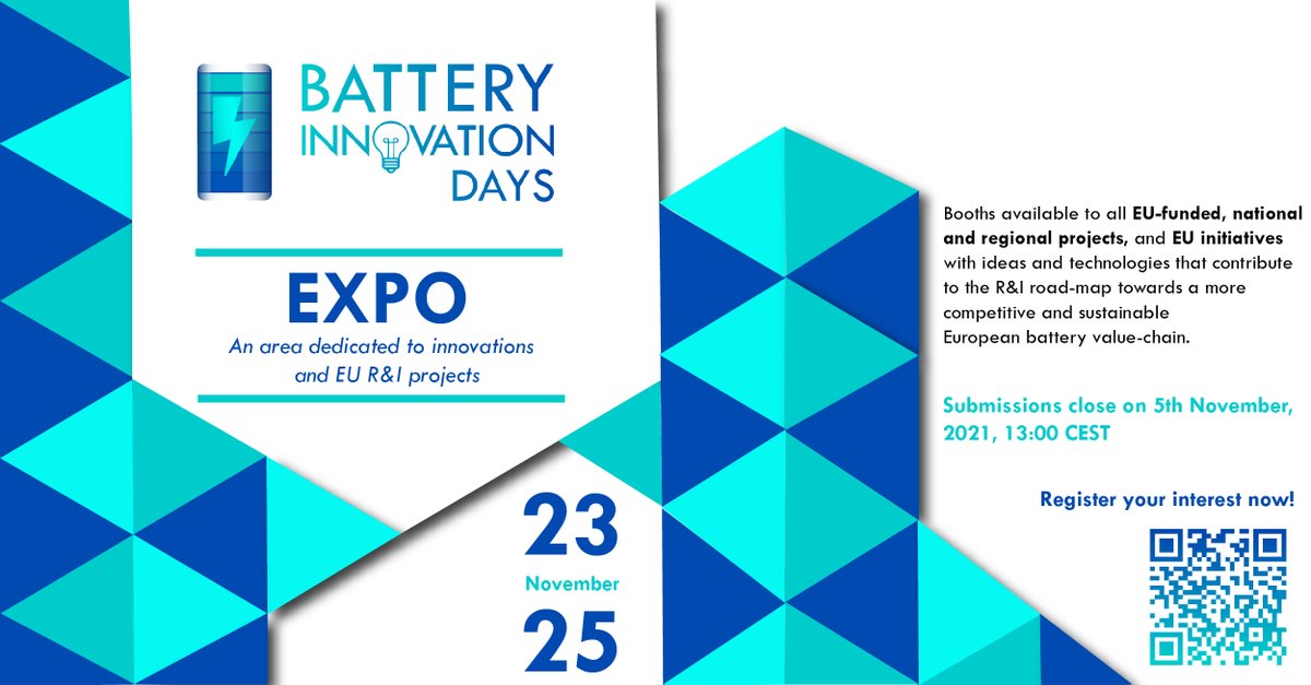Cofbat_H2020's tweet photo. Next #opportunity to disseminate our project and raise awareness of #CoFBAT:
The #BatteryInnovationDays, organised by @bepa_eu.
We will be there, so come meet us at our booth from 23-25 of November!
🔋🧑💼 https://t.co/dANvTs1QU8