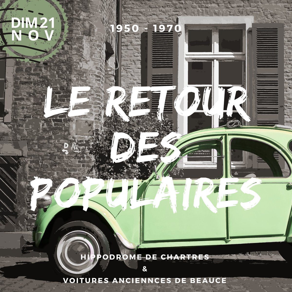 hippodrome28's tweet photo. 📢 Pour l’avant-dernière réunion de l’année à l’hippodrome de Chartres une exposition de véhicules des années 50 à 70. De la populaire Française à l’Américaine il y en aura pour tous les goûts.

. Ouvert à tous* dimanche 21 novembre à partir de 12H00 https://t.co/5EVjpawkL8
