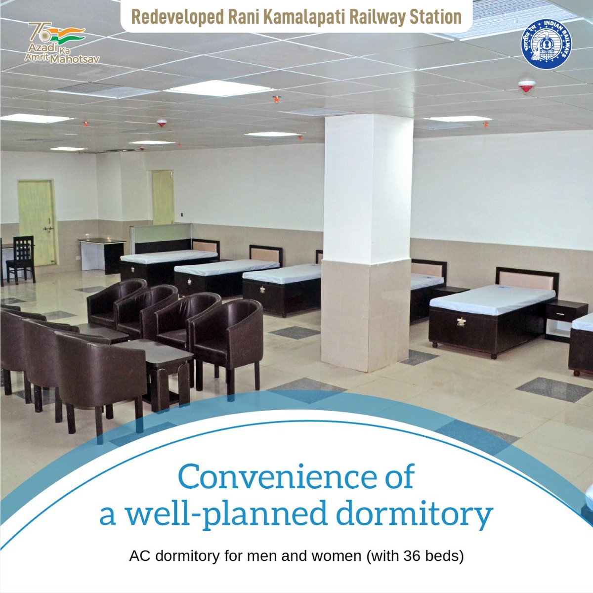 wc_railway's tweet photo. Rani Kamalapati Railway Station will have its own dedicated Hotel, which will be constructed at the station complex. 

#NayeBharatkaNayaStation https://t.co/2tYpBizmyC