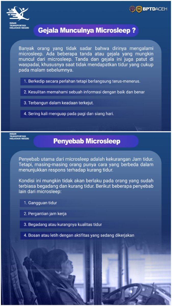 bptdaceh's tweet photo. Pernah gak sih #SobatBPTDAceh lagi nyetir, terus tiba-tiba kehilangan fokus dan terkejut karena tanpa sadar sempat tertidur untuk beberapa saat?  Yuk simak postingan ini https://t.co/t75QtNPlo1