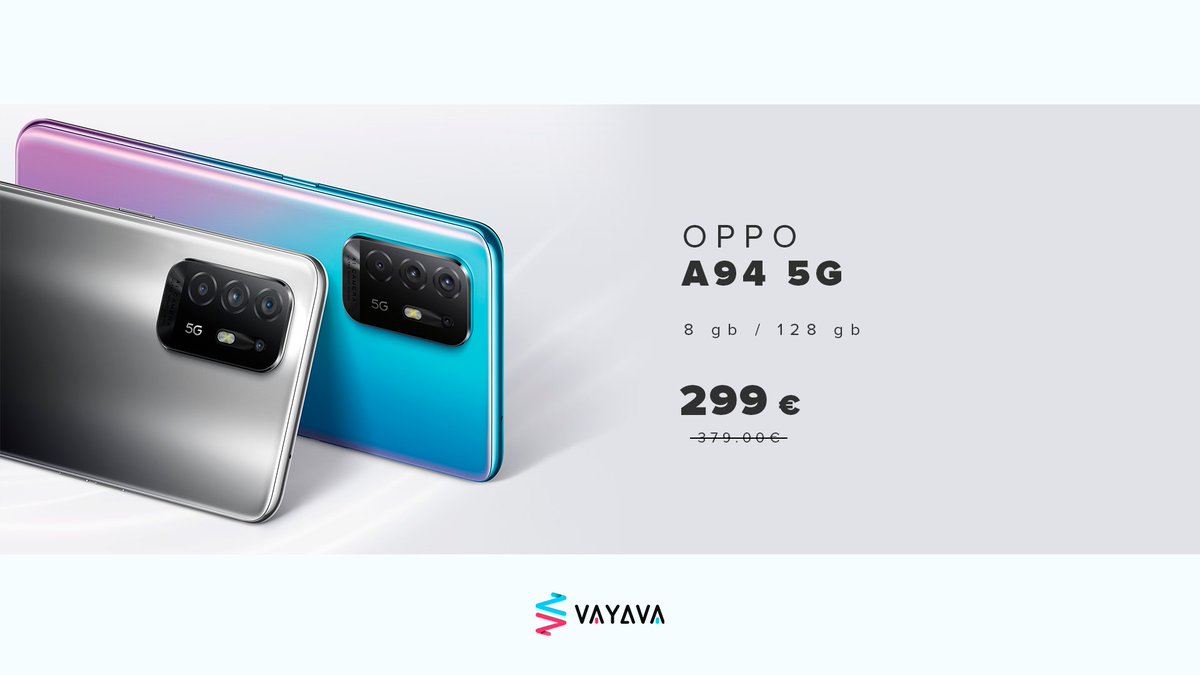 VAYAVA_ES's tweet photo. La velocidad ⚡que necesitas para afrontar este #lunes solo te la proporciona el #OppoA94 #5G. Además, captura 📸 lo mejor de hoy con su cuádruple cámara de 48MP.
#OppoA945G 👉🏻 https://t.co/1Kx38d9L1j
#Oppo #OppoSerieA #ComprarOppo #Smartphone #SmartphoneOppo #OfertasOppo https://t.co/boMO7jZGMq