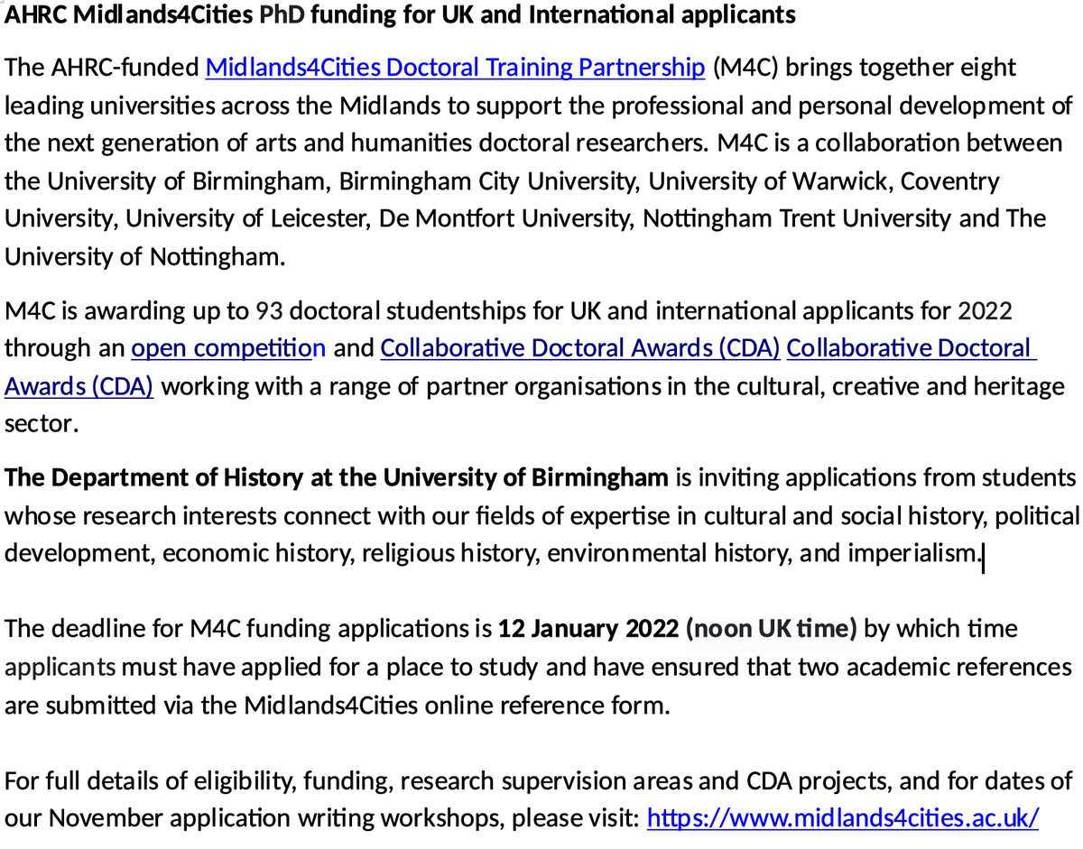 MBSBirmingham's tweet image. Interested in doing a PhD in Modern British Studies? Applications are now open.
More on the Centre and its academic staff here: birmingham.ac.uk/research/mbs/m…
Apply here: midlands4cities.ac.uk