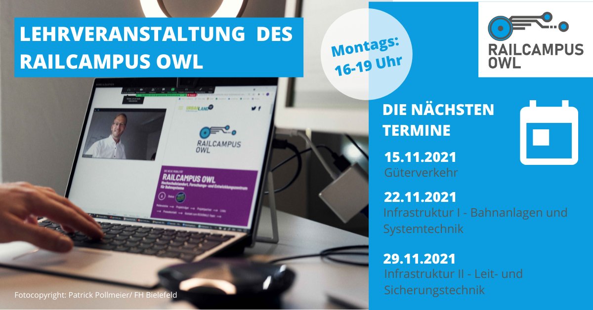 railcampus's tweet photo. Heute findet unsere vierte Vorlesung statt. Dozent Christian Albers von der DB Systemtechnik wird die Online-Veranstaltung ganz dem Thema "Güterverkehr" widmen. Anmelden können sich die Studierenden über ihre Studiengangsleiter:innen oder direkt über ihre Vorlesungsverzeichnisse. https://t.co/2mhBrfA1we