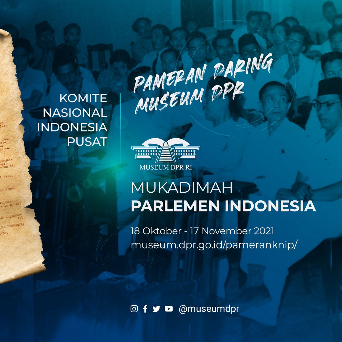 historia_id's tweet photo. Pameran Daring, bertajuk "Komite Nasional Indonesia Pusat: Mukadimah Parlemen Indonesia" yang diadakan Museum DPR RI masih bisa kamu saksikan di link berikut : https://t.co/qUplDmrOO8
#dpr #museumdpr #knip #mukadimahparlemenindonesia #sutansyahrir https://t.co/dksNMy6pfg