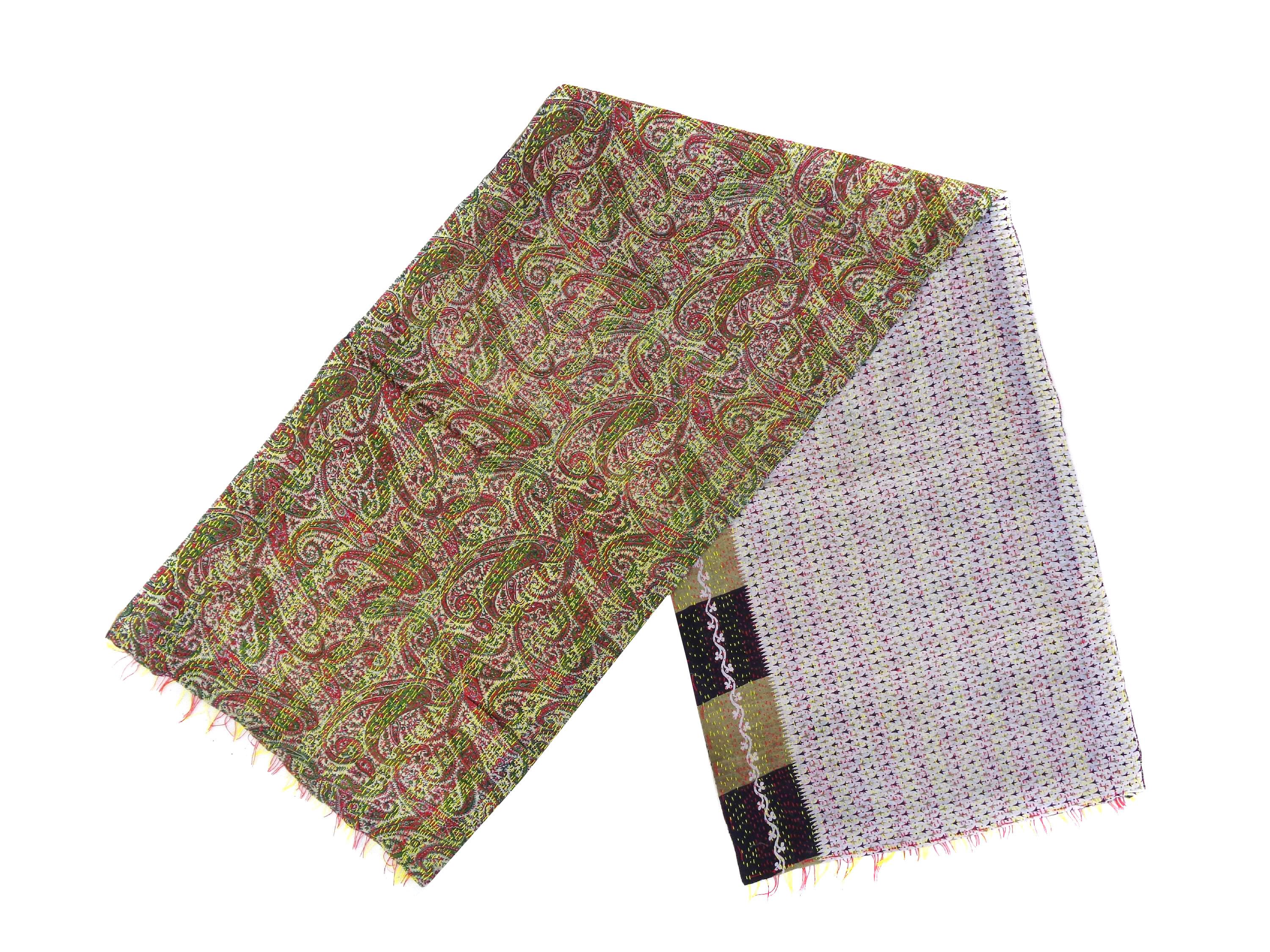 Silk Kantha Scarf Neck Wrap Stole Dupatta Hand Quilted Women Bandanas headband  KQ53