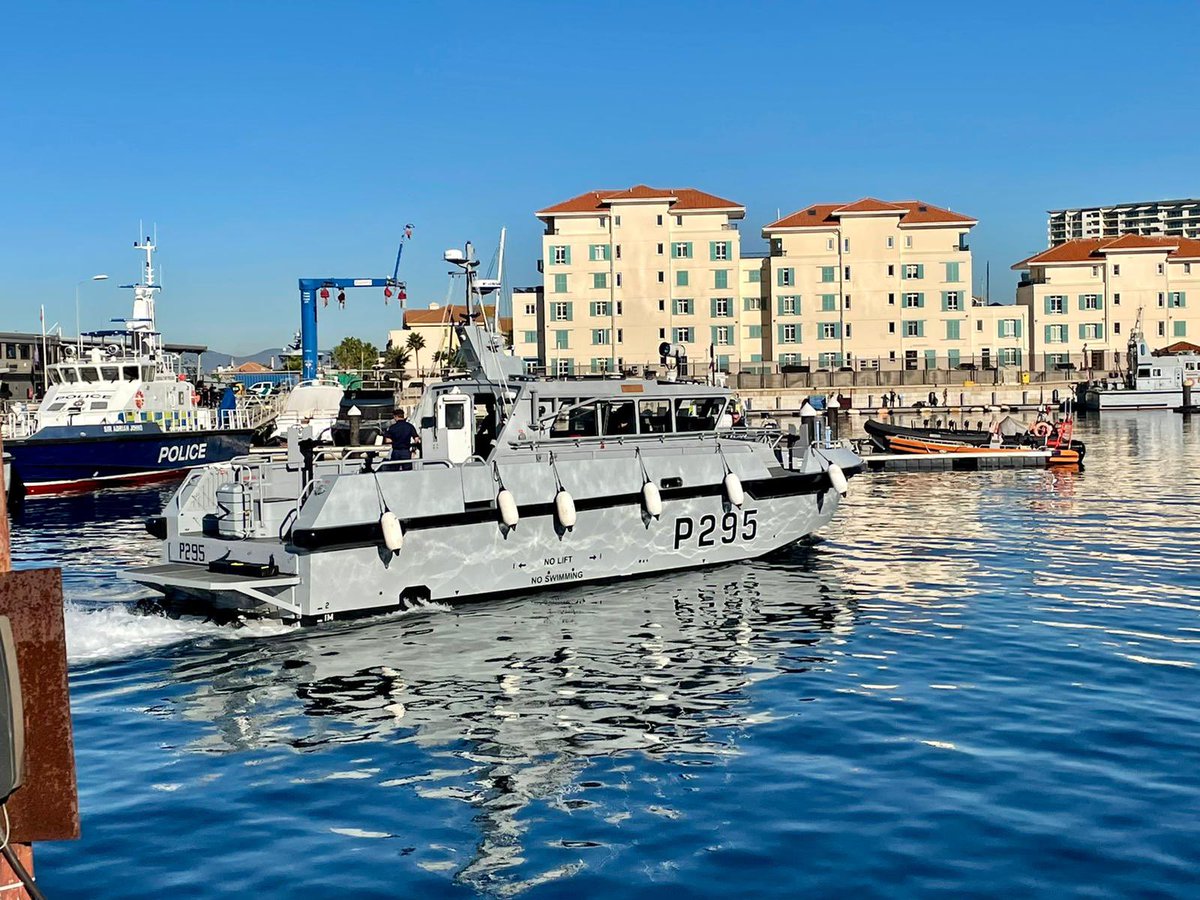 MODGibraltar's tweet photo. Did you see HMS Cutlass arrive in Gibraltar today?

The patrol boat will be based on HMNB Gibraltar sailing under the Blue Ensign until she completes a period of training. 

Welcome to #Gibraltar 

@RoyalNavy 
@HMSCutlass https://t.co/gdCiaeYgMb