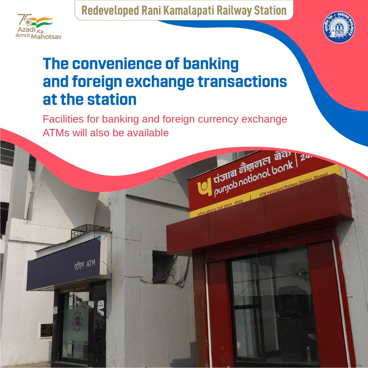 Foreign Currency Exchange, ATMs and Banking services!!! All monetary facilities are available at Rani Kamalapati Railway Station for the convenience of passengers. 

#NayeBharatkaNayaStation