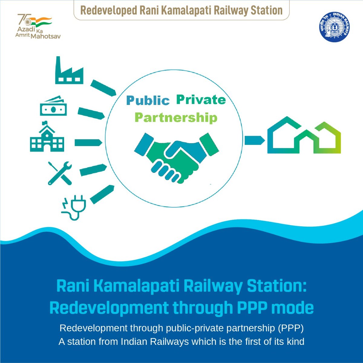 Rani Kamalapati Railway Station is the first ever railway station in India, that have been developed through public-private partnership (PPP) mode. 

#NayeBharatkaNayaStation