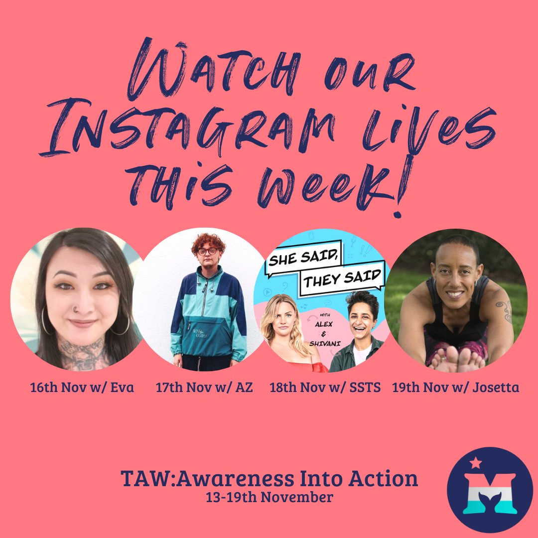 Mermaids_Gender's tweet photo. Are you following us on Instagram? If not, this #TransAwarenessWeek is the perfect time to! We've got a week of IG lives with some incredible activists planned! Get following us now: https://t.co/9Sqx9WyveI #AwarenessIntoAction https://t.co/aj4BmZhYuz