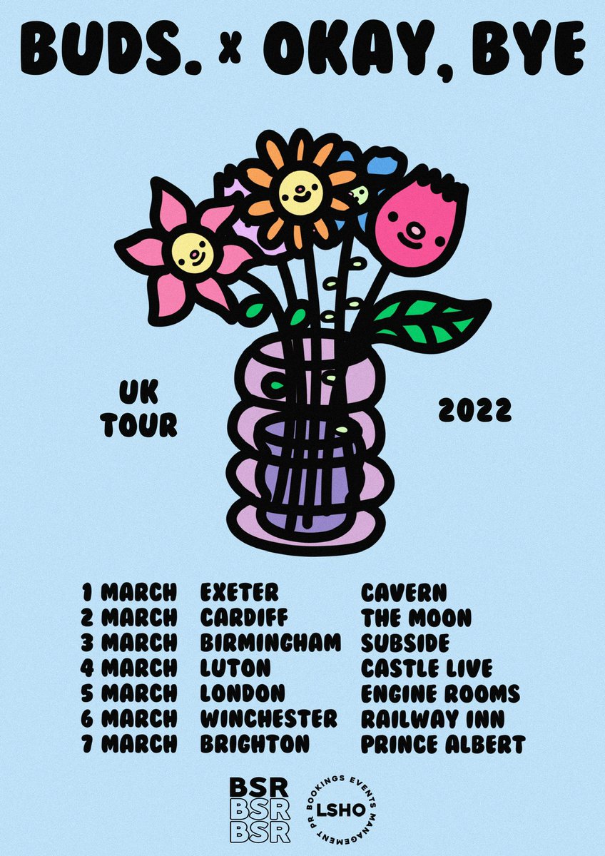 📣ANNOUNCEMENT TIME📣

We’re only bloody going on tour! 🌸🎈🌼🎈🌷🥳

We’ll be doing a week of dates across the UK, co-headlining with the cuties that are <a href="/budsfullstop/">Buds. - New EP 'Stop' OUT NOW!🌼</a> 🔥

We could not be more excited!! Catch you there yeah?!

(Poster design ✏️ @imgraceelizabeth )