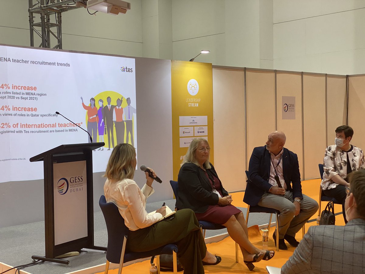 MrsWraithmell's tweet photo. Come along to @GESSeducation #LeadershipStream Ruth Sanderson @BSAKheadmaster @Principal_HIS moderated by @VictoriaTes to hear about #StaffRetention in the Middle East! https://t.co/vx2yWAnaYE