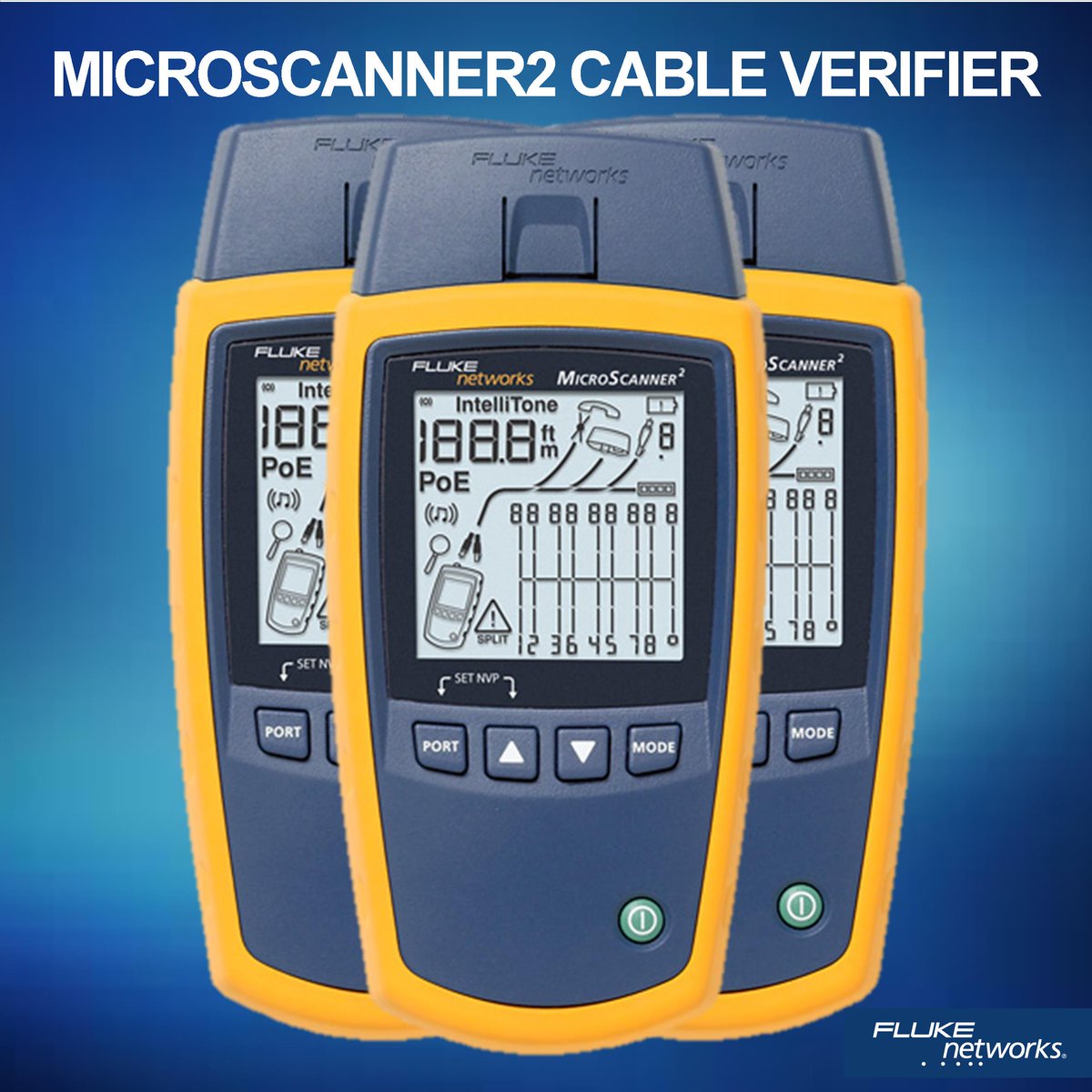 AccessFrontier's tweet photo. Perform continuity tests on all wires in a few seconds and displays results graphically so you can see opens, shorts, and cross wires. It also reports which end of the cable has a problem and reports the distance to an open connection within the cable #flukenetworks #microscanner https://t.co/zaXiBwIl5u
