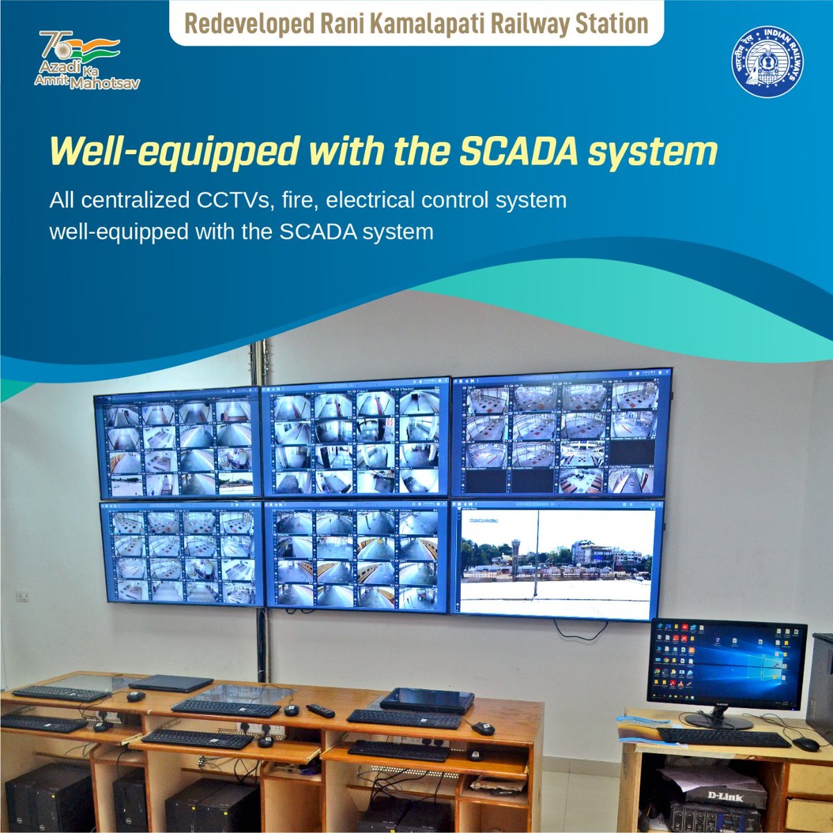 Rani Kamalapati Railway Station is well equipped with SCADA System ensuring world-class safety and compliances. #NayeBharatkaNayaStation