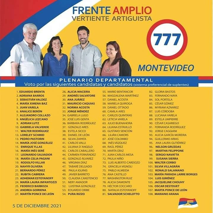 AncoraUy's tweet photo. ANCORA SOCIALISTA VOTA A SUS CANDIDATOS EN LA 77 A NIVEL NACIONAL CON NUESTRO COMPAÑERO MAESTRO SEBASTIÁN CAMACHO Y LA 777 EN MONTEVIDEO CON MARÍA XIMENA BAZ @ancorauy #MaestroCamacho #VamosConTodo #AncoraSocialista #TransformarParaVolver #Lista77 #FernandoalFrente #FrenteAmplio https://t.co/OqP524lR79