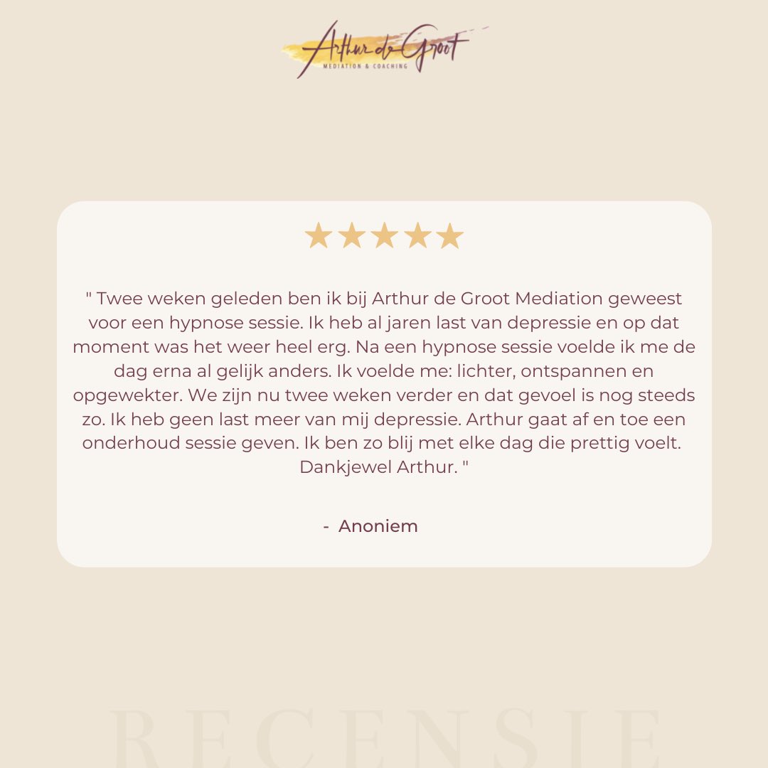 arthurdegroot_'s tweet photo. Een hele mooie recensie van een tevreden klant!

Ben je ook benieuwd naar hypnose https://t.co/WiK65pVZP2 

#recensie #tevreden #hypnosesessie #hypnosetherapie #helmond #eindhoven #mediation #coaching https://t.co/YAoSMm4cWp