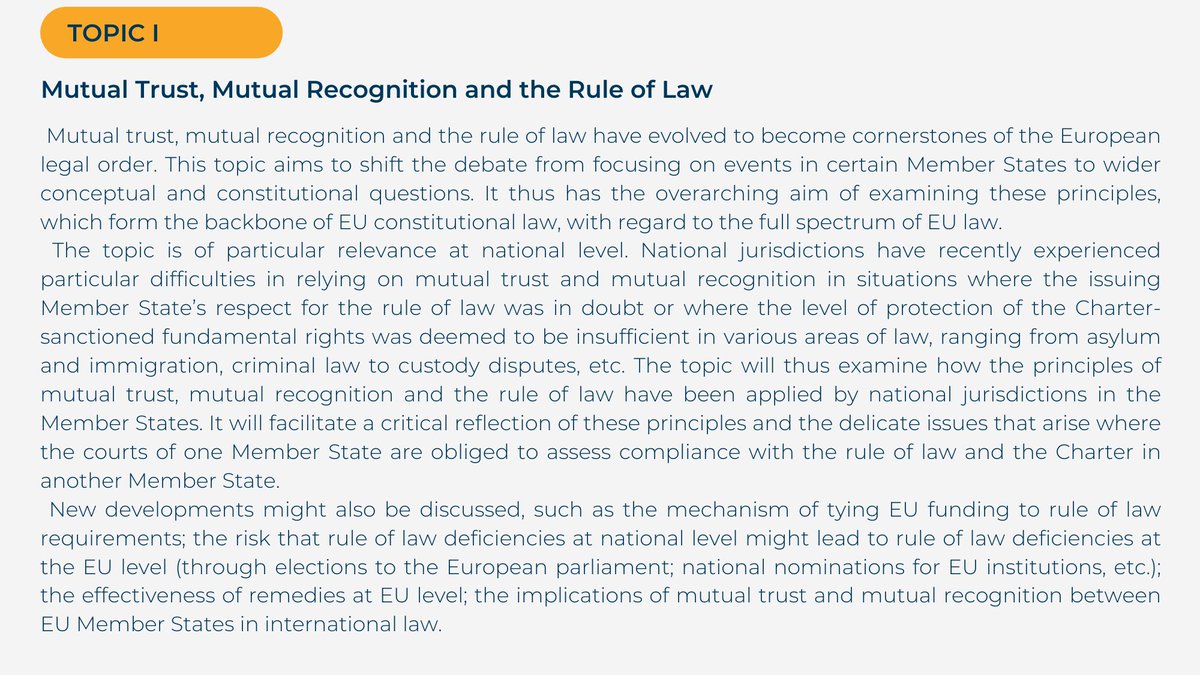 We would like to present you Topic I of #FIDE2023: Mutual Trust, Mutual Recognition and the Rule of Law; General rappoteur: Miguel Poiares Maduro <a href="/MaduroPoiares/">Miguel Poiares Maduro</a> #FIDE2023 <a href="/FIDE2021/">FIDE 2021 The Hague</a> #EuropeanUnion #law #EUlaw #Sofia #Bulgaria