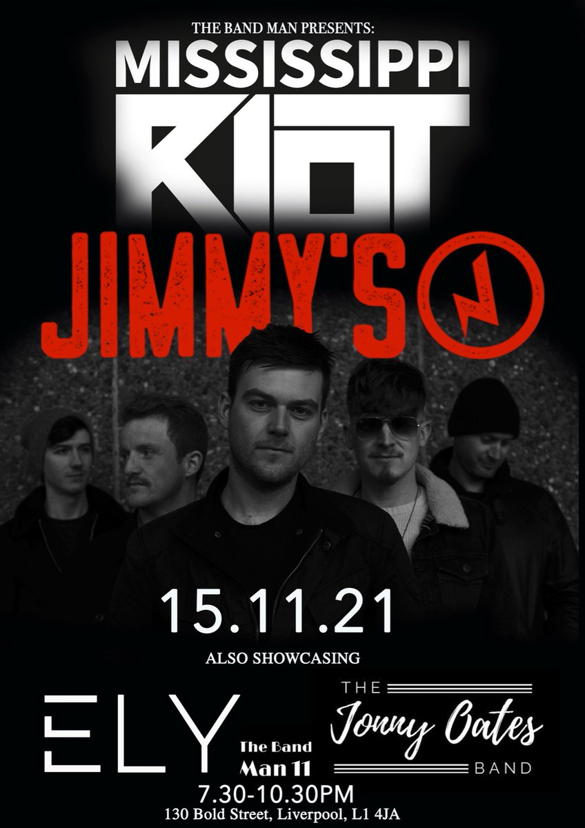ELY (@elybanduk) on Twitter photo LIVERPOOL TONIGHT! We can’t wait to be supporting the fantastic <a href="/MississippiRiot/">Mississippi Riot</a> alongside <a href="/jonnyoatesband/">The Jonny Oates Band</a> for an <a href="/TheBandMan3/">The Band Man 11 Ltd</a> show @JimmysLiverpool :) Doors are 7pm! Tickets still available!
jimmys.group/event/mississi…
See you there 😎
#liverpoolgigs #livemusic #gigsliverpool LIVERPOOL TONIGHT! We can’t wait to be supporting the fantastic <a href="/MississippiRiot/">Mississippi Riot</a> alongside <a href="/jonnyoatesband/">The Jonny Oates Band</a> for an <a href="/TheBandMan3/">The Band Man 11 Ltd</a> show @JimmysLiverpool :) Doors are 7pm! Tickets still available!
jimmys.group/event/mississi…
See you there 😎
#liverpoolgigs #livemusic #gigsliverpool