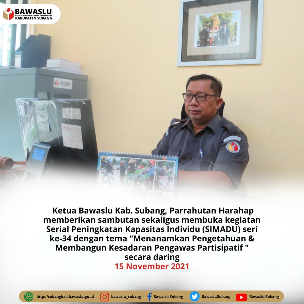 BawasluSubang's tweet photo. #bawaslusubang
Pimpinan dan jajaran Staf Bawaslu Kabupaten Subang mengikuti kegiatan SIMADU Seri ke - 34 dengan tema "Menanamkan Pengetahuan & Membangun Kesadaran Pengawas Partisipatif"
#simadu
#bawaslusubang https://t.co/F9WcwY3ly3