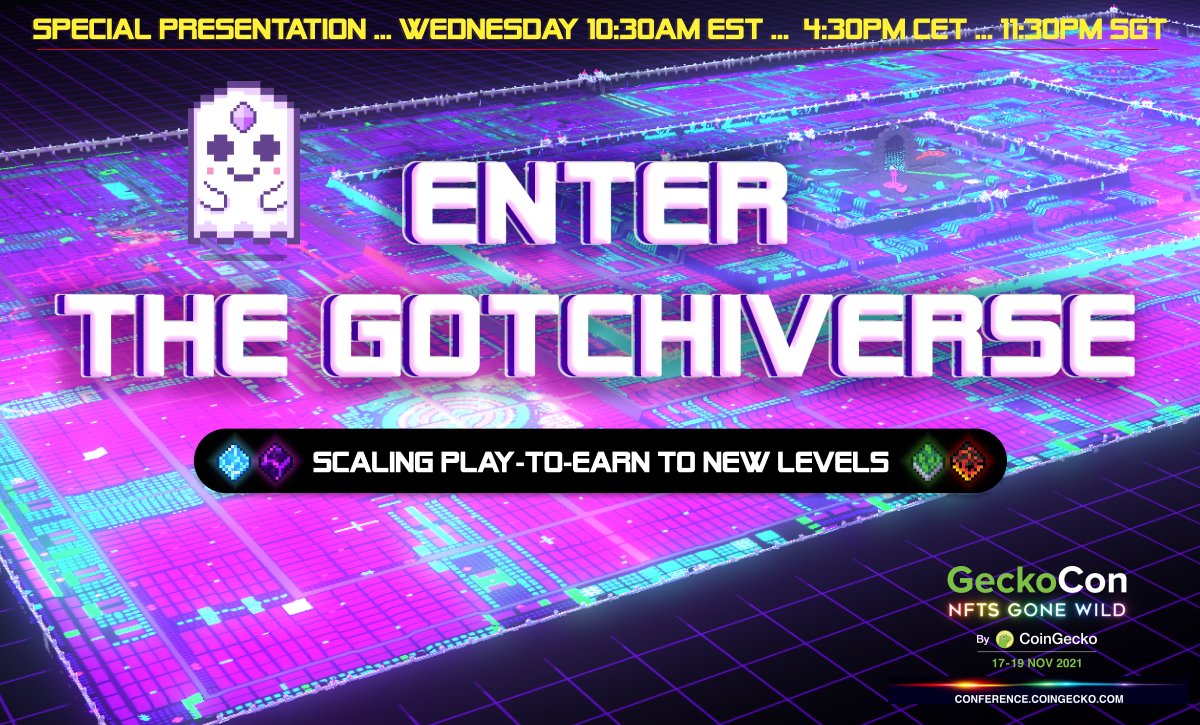 Aavegotchi is pumped for this week's #GeckoCon by <a href="/coingecko/">CoinGecko</a> and we want YOU to join! ✨👻✨

🎟RT + follow <a href="/aavegotchi/">Aavegotchi 👻🟦 Now on Base!</a> for a chance to win one of 20 tickets to the full 3-day event 😍

Then join us for a special #gotchiverse presentation on  Day 1 at 10:30am EST 👀👀👀