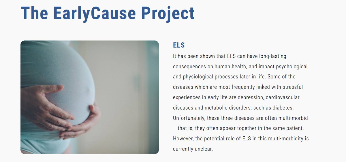 EarlyCause studies the impact of #EarlyLifeStress on psycho-cardio-metabolic #MultiMorbidity, focusing on type 2 #diabetes, #cardiovasculardisease, and #depression, taking into account biological mechanisms and #exposome factors to improve coordinated clinical care.