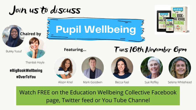 Amazing_Schs's tweet photo. Do hope you can join us! We are running a free webinar this Tuesday evening at 6pm to discuss pupil wellbeing. 

On Wednesday at the same time it's wellbeing through inclusion and Thursday it's parental engagement. https://t.co/weU7rbhsLl