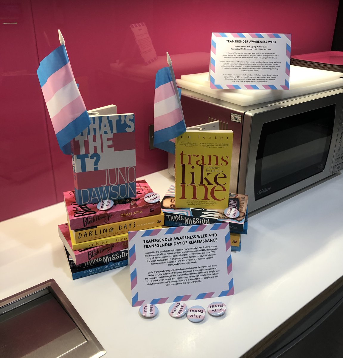 HachettePride's tweet photo. For Transgender Awareness Week, we've partnered up with @TheGBNHachette to display and celebrate some of @HachetteUK's amazing trans authors 💕Sending love and support to all our trans and nb authors, colleagues and followers! https://t.co/JthsKUhLFu